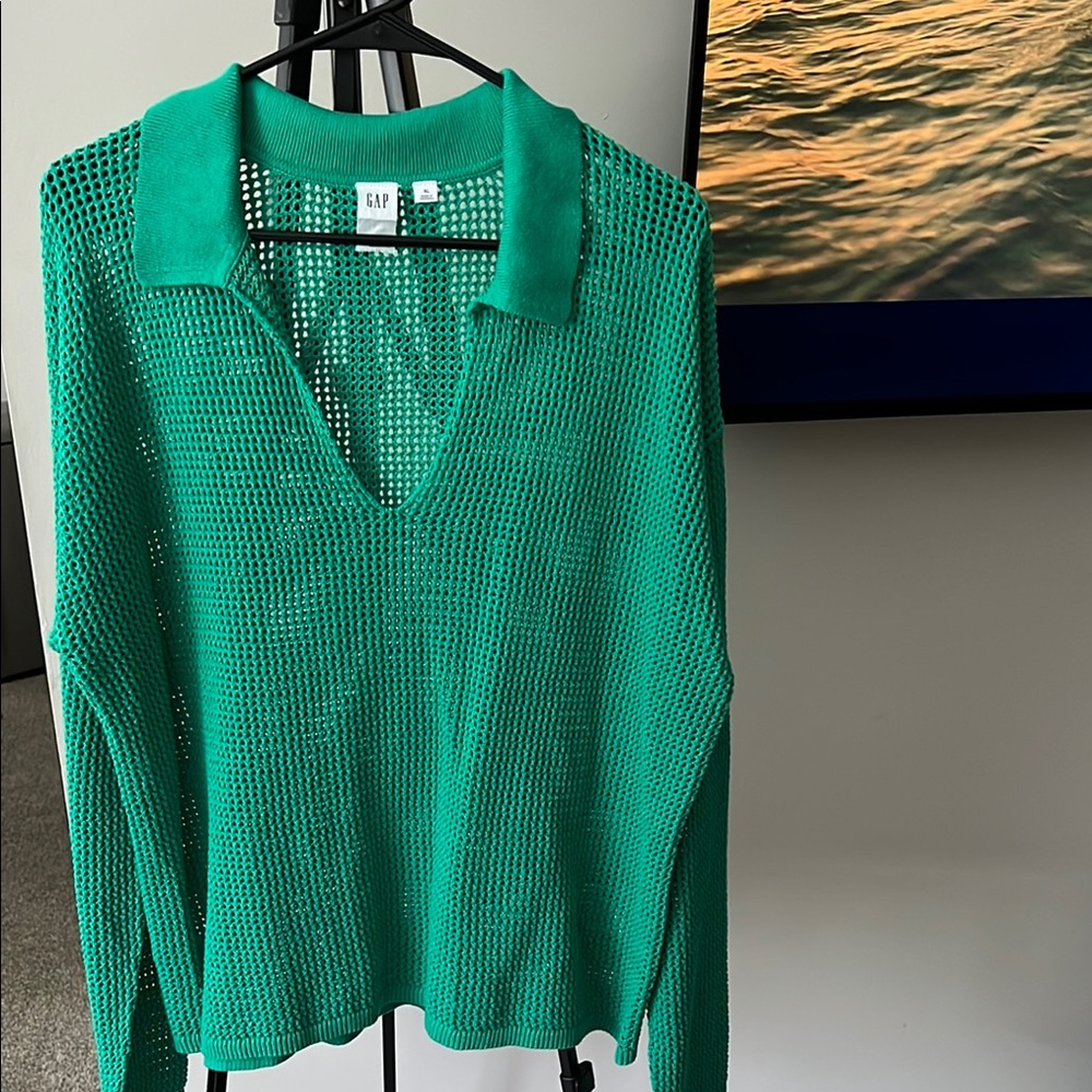 GAP Teal Open-Knit Pullover